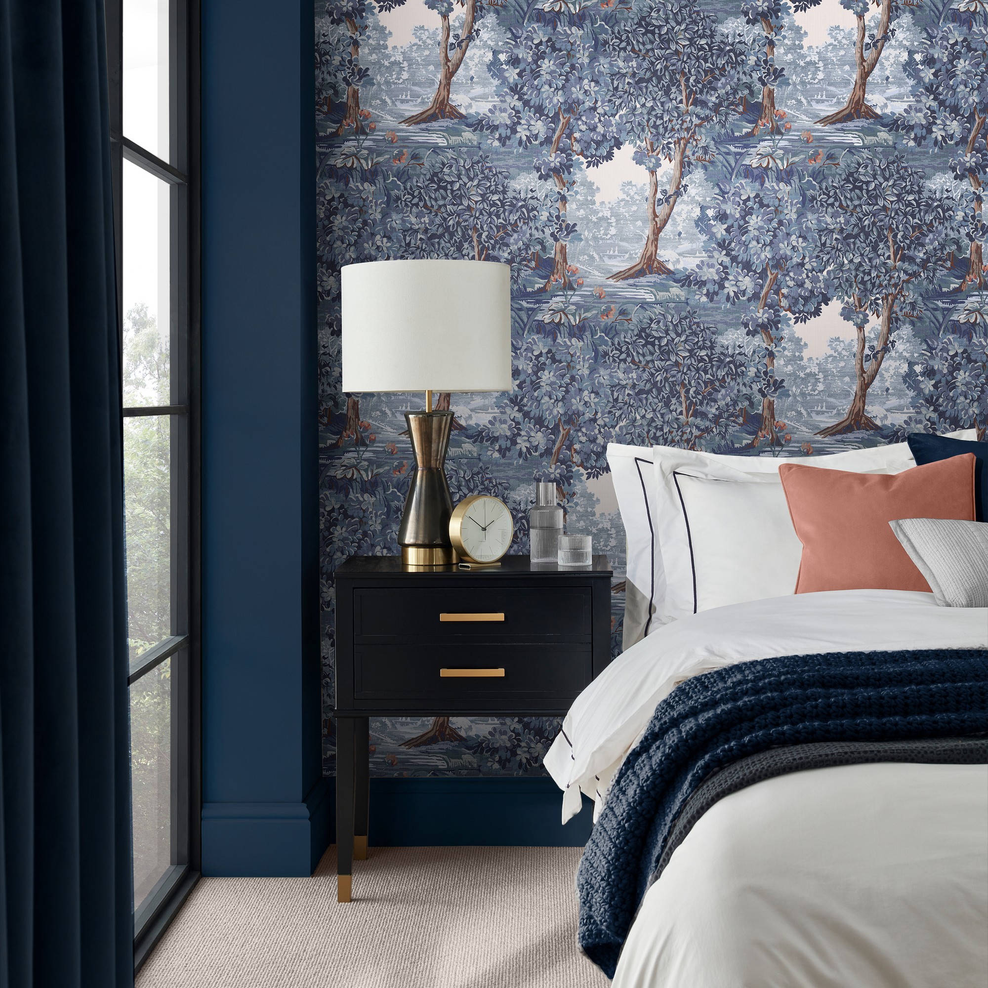 Bodenham Twilight Wallpaper 127902 By Graham Brown In Navy Blue